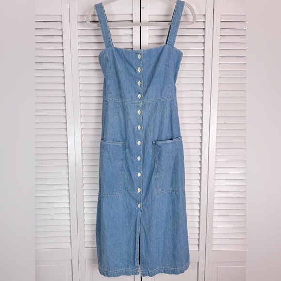 Levi’s Light Neppy Chambray Cotton Linen Overall Sundress Blue Size 0/XS - Picture 2 of 11